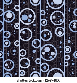 Disco style circles seamless pattern, vector background.