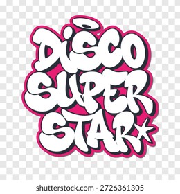 Disco super estrela no estilo de grafite texto com halo no design de fundo transparente EPS 10