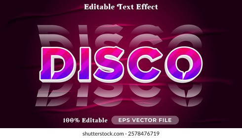 Disco text effect, trendy graphic style editable text