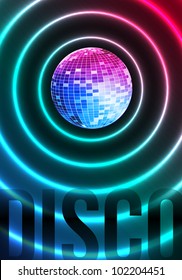 Disco Theme with Mirror ball on dark background