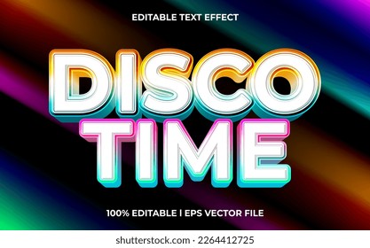 disco time 3d text effect and editable text, template 3d style use for business tittle