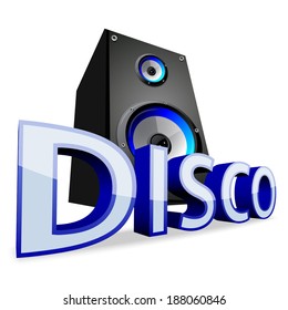 disco title with concert speaker on white background