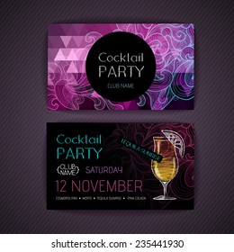 Disco triangle geometric background. Cocktail party card