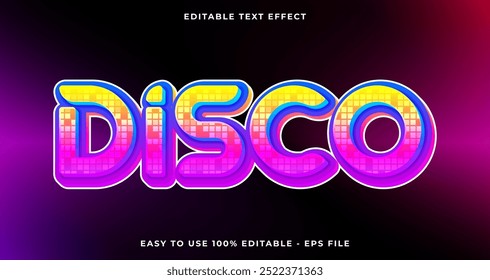 efeito de texto editável premium da tipografia disco, texto com brilho 3D