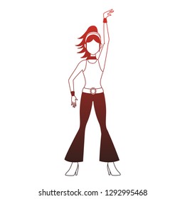 Disco woman cartoon red lines