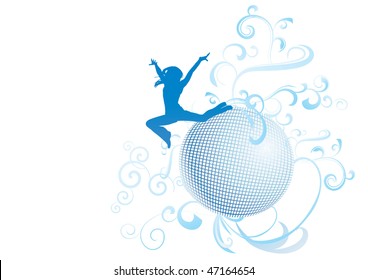 disco woman dance in blue light