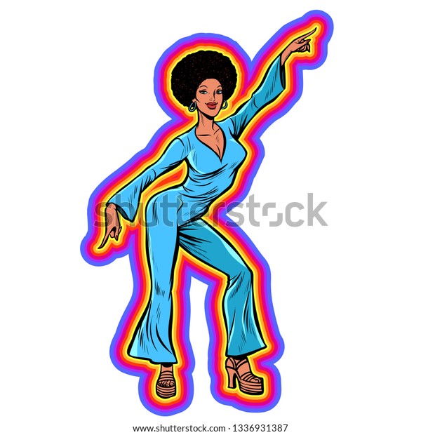 Disco Woman Dancing Eighties Style 80s Stock Vector Royalty