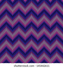 Disco zigzag pattern in retro colors, aztec style seamless vector background