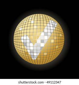 Disco-ball with check symbol