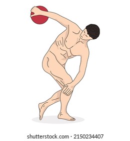 Discobolus, Illustration von Wirbel aus Diskette, Vektorgrafik auf weißem Hintergrund