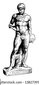 Discobolus ist eine Skulptur von Naucydes, Vintage Linie Zeichnung oder Gravitation Illustration.