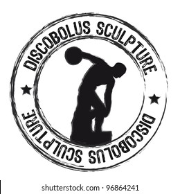 discobolus sculpture stamp isolated over white background. vector