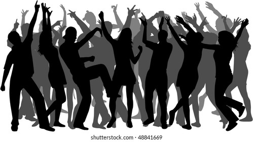 Disco-dancing to a large group of people