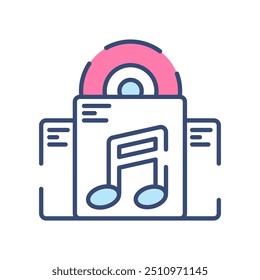 Discografía Icono de color de relleno, Ilustración vectorial
