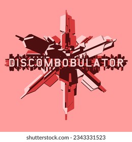 Discombobulator.
Abstrakte 3D-Darstellung der Metallstruktur. Futuristischer Hintergrund für Bannerdesign.
