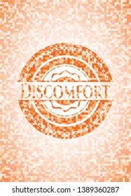 Discomfort abstract emblem, orange mosaic background