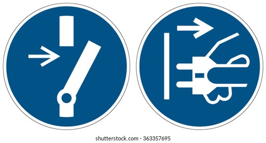 Disconnect before carrying out maintenance or repair, Disconnect mains plug from electrical outlet mandatory signs (eps 10)