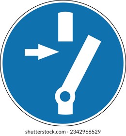 Disconnect before maintenance or repair. Mandatory sign. Round blue sign. Disconnect the machine or equipment from the mains. De-energize.