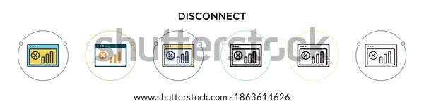 Disconnect icon\
in filled, thin line, outline and stroke style. Vector illustration\
of two colored and black disconnect vector icons designs can be\
used for mobile, ui,\
web