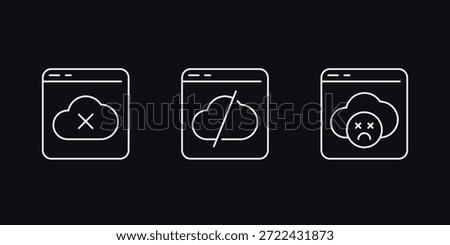 disconnect from server, cloud service offline icons, line design