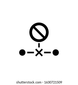 Disconnect vector icon  in black flat shape design isolated on white background
