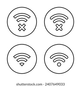 Desconecte el wifi y conecte el vector de icono en la línea circular. Símbolo de señal de red inalámbrica