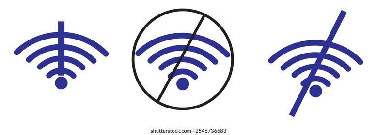 Desconectar a coleção de conjuntos de ícones wifi no círculo preto. Sinal de conexão sem fio perdido símbolo vetor design eps 10