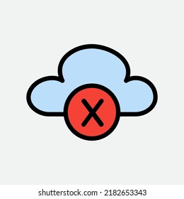 Disconnected icon in filled line style about cloud computing, use for website mobile app presentation