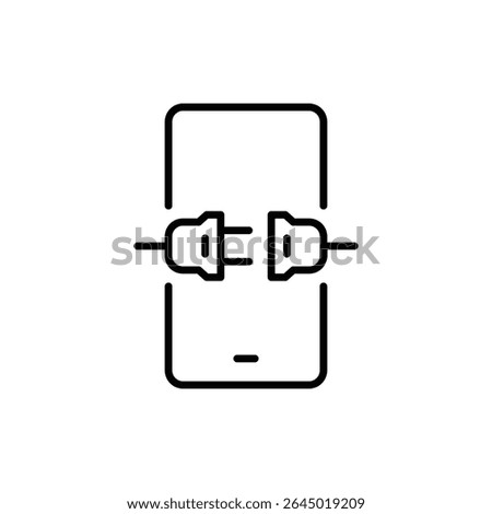 Disconnected Plug Icon Inside Smartphone Outline Vector, Minimal Style for Digital Detox, Tech Break, Screen Off, Unplug, and Mobile Shutdown Concept