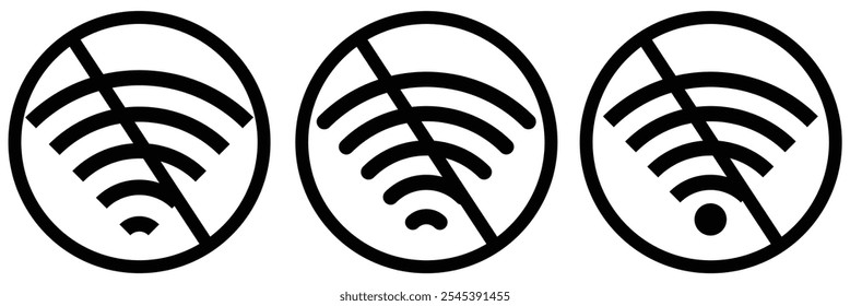 Ilustración de icono de Vector wifi desconectado sobre fondo blanco eps 10. no hay icono de Vector de señal wifi eps 10.