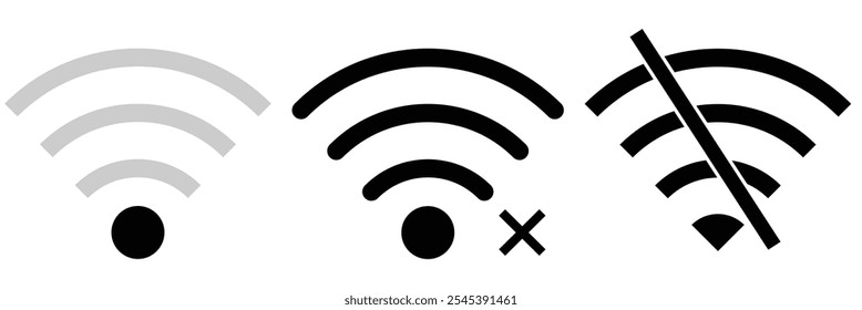 Disconnected wifi vector icon illustration on white background eps 10. no wifi sign vector icon eps 10.