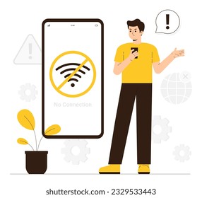 Disconnection from the Internet. No connection. The network is broken illustration concept