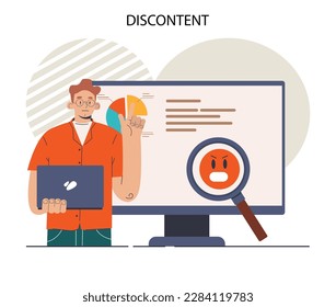 Discontent concept. Dissatisfaction of corporate report. Manager complain about reduction of business profit. Flat vector illustration