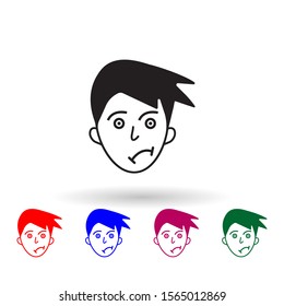 Discontent on the face multi color icon. Simple glyph, flat vector of facial expressions icons for ui and ux, website or mobile application