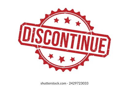 Discontinue Red Rubber Stamp vector design.