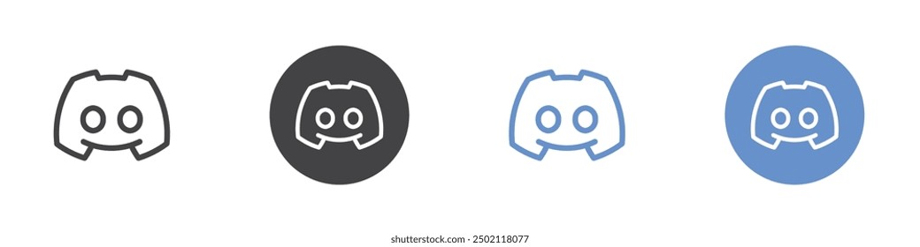 Discord icon linear graphics set vector in black