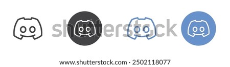 Discord icon linear graphics set vector in black