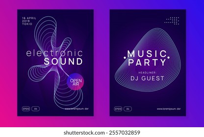 Discotheque Background. Concert Cover. Green Sound Set. Violet Night Club Design. Soundwave Disco Illustration. Edm Event. Party Trance Template. Pink Discotheque Background