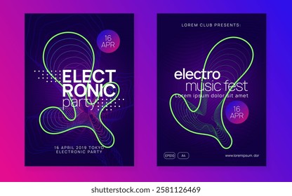 Discotheque Background. Pink Edm Event. Psychedelic Audio Illustration. Party Flyer. Trance Invite. Blue Sound Set. Night Club Festival Element. Green Discotheque Background