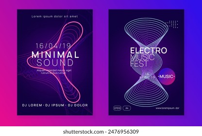 Discotheque Background. Soundwave Disco Illustration. Pink Dance Banner. Green Techno Flyer. Sound Event. Party Concert Graphic. Festival Cover. Blue Discotheque Background