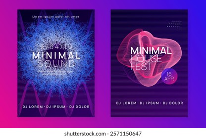Discotheque Banner. Edm Poster. Electro Vector. Pink Sound Event. Dance Festival Element. Nightclub Radio Illustration. Green Fest Set. Violet Discotheque Banner