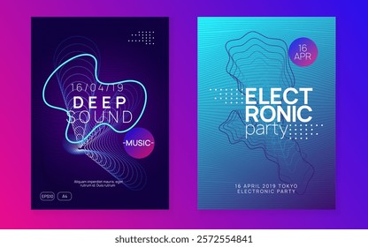 Discotheque Banner. Nightclub Radio Invitation. Night Club Background. Violet Dance Set. Party Concert Template. Blue Sound Event. Festival Cover. Pink Discotheque Banner