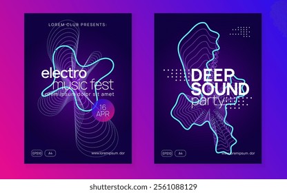 Discotheque Banner. Soundwave Beat Illustration. Music Poster. Dj Trance Template. Concert Invite. Pink Dance Background. Violet Sound Set. Green Discotheque Banner