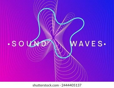 Discotheque Design. Concert Invite. Party Poster. Pink Fest Event. Soundwave Disco Illustration. Dance Electro Element. Violet Edm Set. Blue Discotheque Design