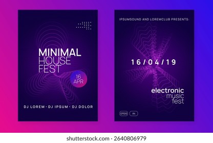 Discotheque Design. Concert Vector. Dance Festival Graphic. Pink Night Club Poster. Blue Edm Magazine. Sound Background. Psychedelic Disco Invitation. Violet Discotheque Design