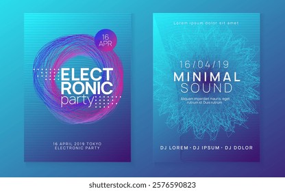 Discotheque Design. Green Night Club Banner. Pink Sound Flyer. Electronic Disco Illustration. Electro Invite. Party Set. Music Concert Template. Blue Discotheque Design