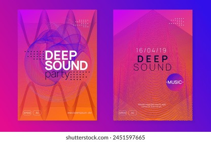 Discotheque Design. Pink Fest Banner. Violet Edm Poster. Music Electro Graphic. Electronic Beat Invitation. Trance Vector. Dance Magazine. Blue Discotheque Design