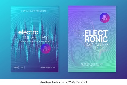 Discotheque Design. Sound Concert Element. Electro Vector. Soundwave Audio Invitation. Blue Fest Banner. Dance Poster. Pink Techno Flyer. Green Discotheque Design
