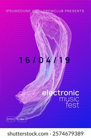 Discotheque Design. Violet Dance Flyer. Soundwave Beat Illustration. Pink Fest Poster. Night Club Magazine. Party Festival Template. Trance Invite. Blue Discotheque Design