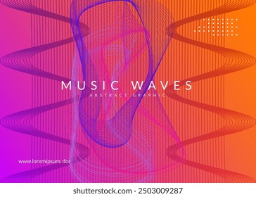 Discotheque Event. Blue Edm Design. Concert Invite. Violet Sound Poster. Dj Trance Element. Soundwave Audio Illustration. Night Club Flyer. Pink Discotheque Event